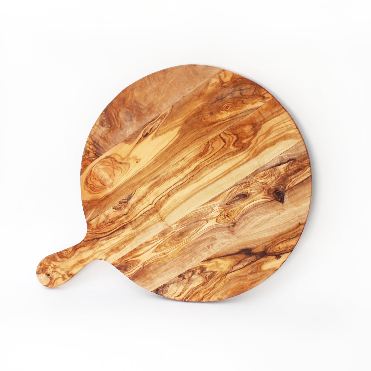 Handmade Olive Wood Round Pizza Board With Handle β 50cm (19.68β)