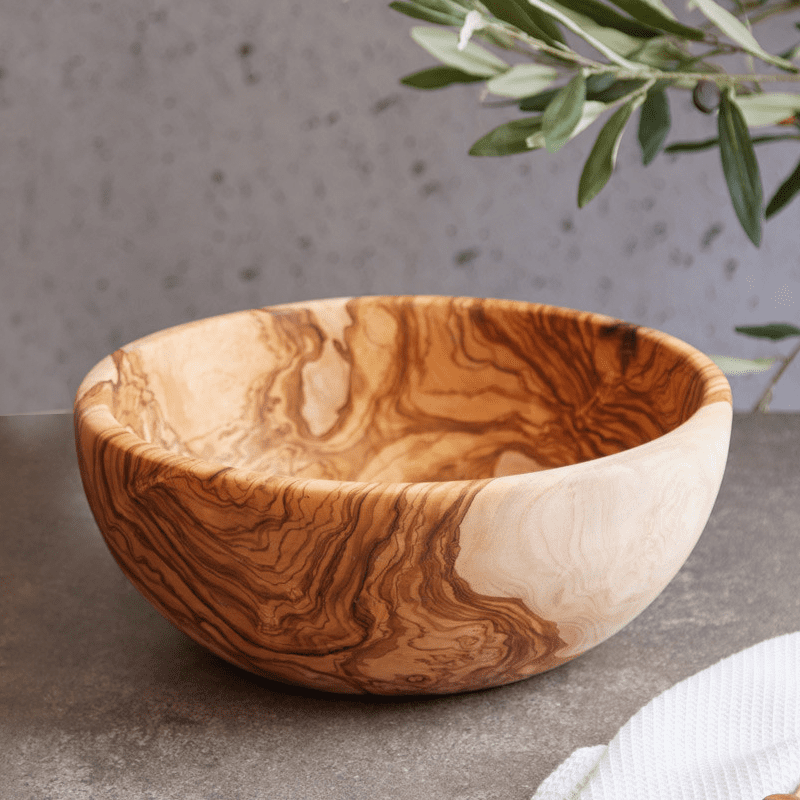 Round Olive Wood Salad Bowl – Naturally Elegant for Every Occasion