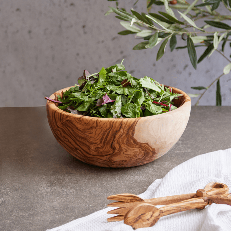 Round Olive Wood Salad Bowl – Naturally Elegant for Every Occasion