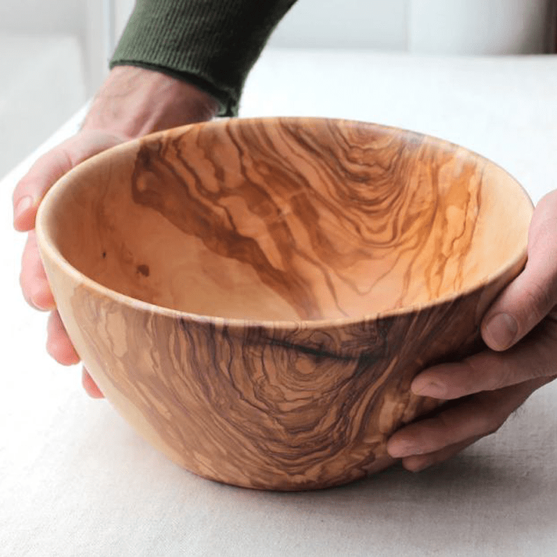 Round Olive Wood Salad Bowl – Naturally Elegant for Every Occasion