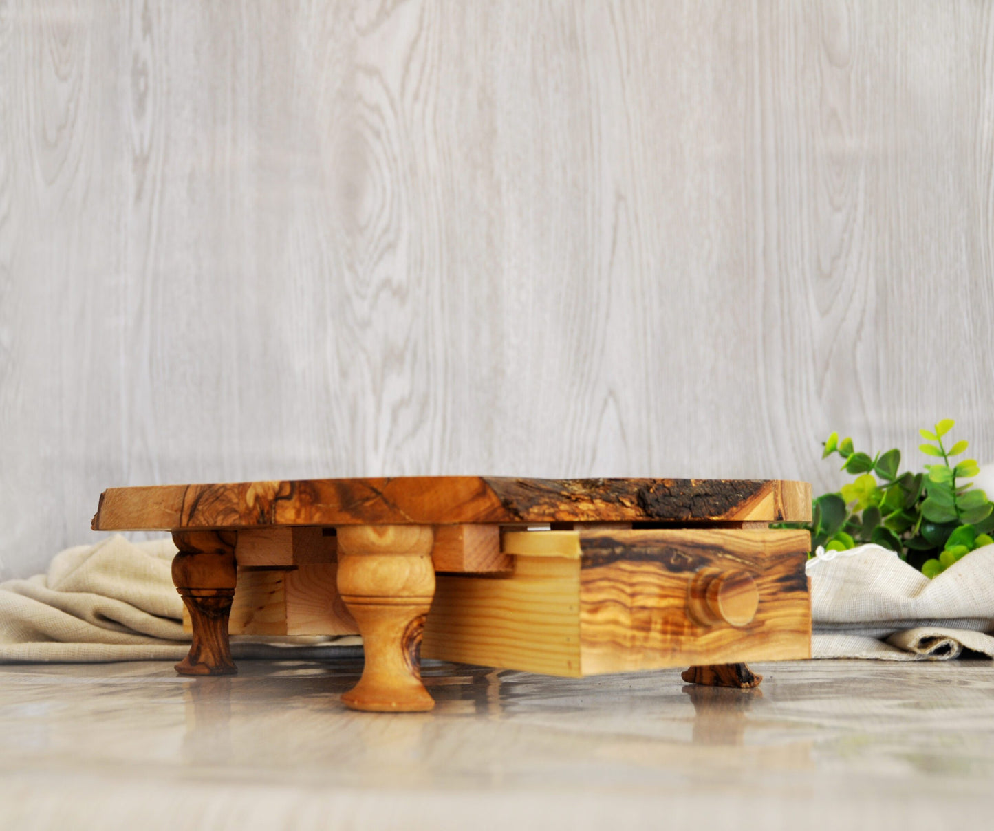 Rustic Olive Wood Chess Set with Drawer | Free Personalization