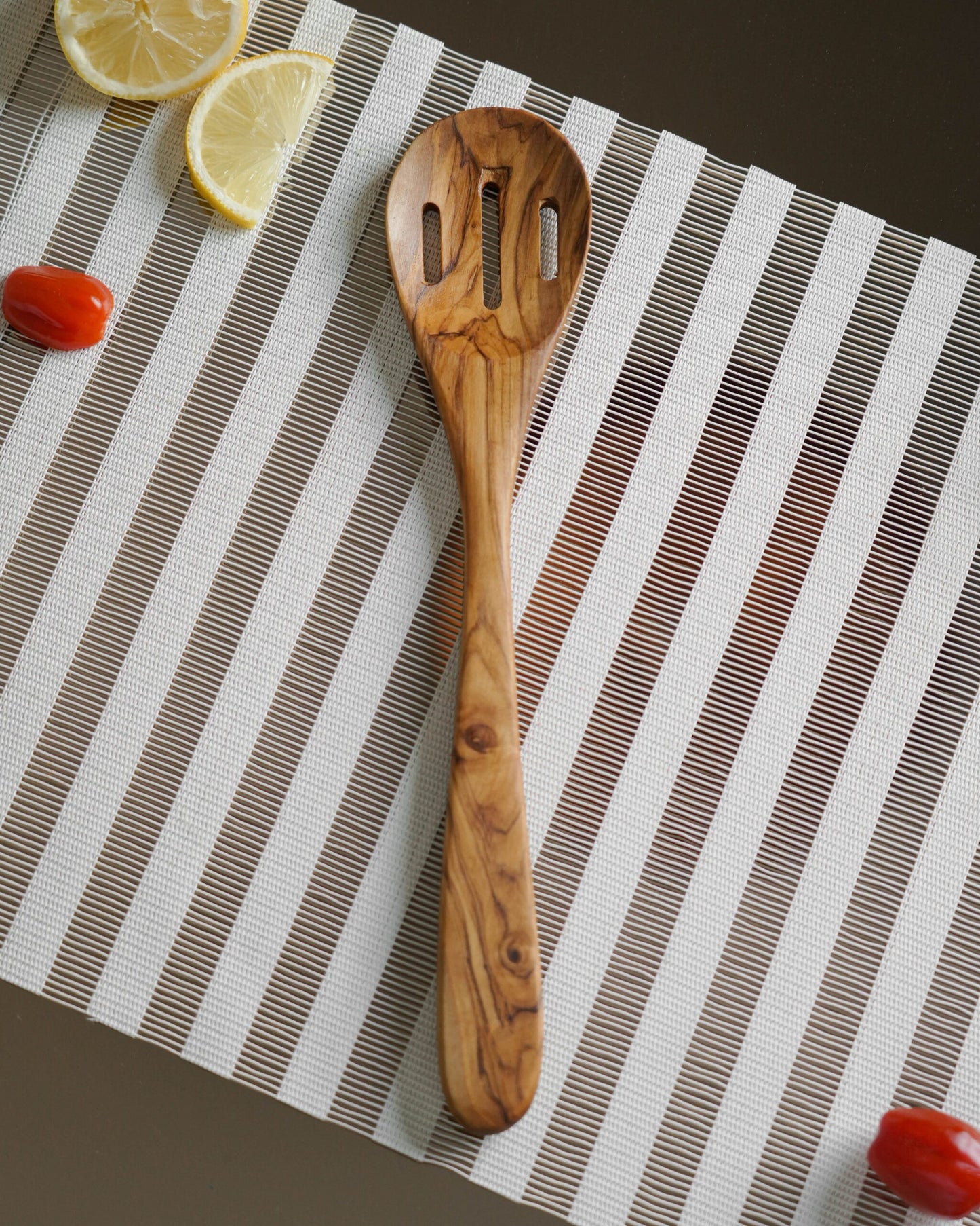 Handmade Olive Wood Slotted Spoon