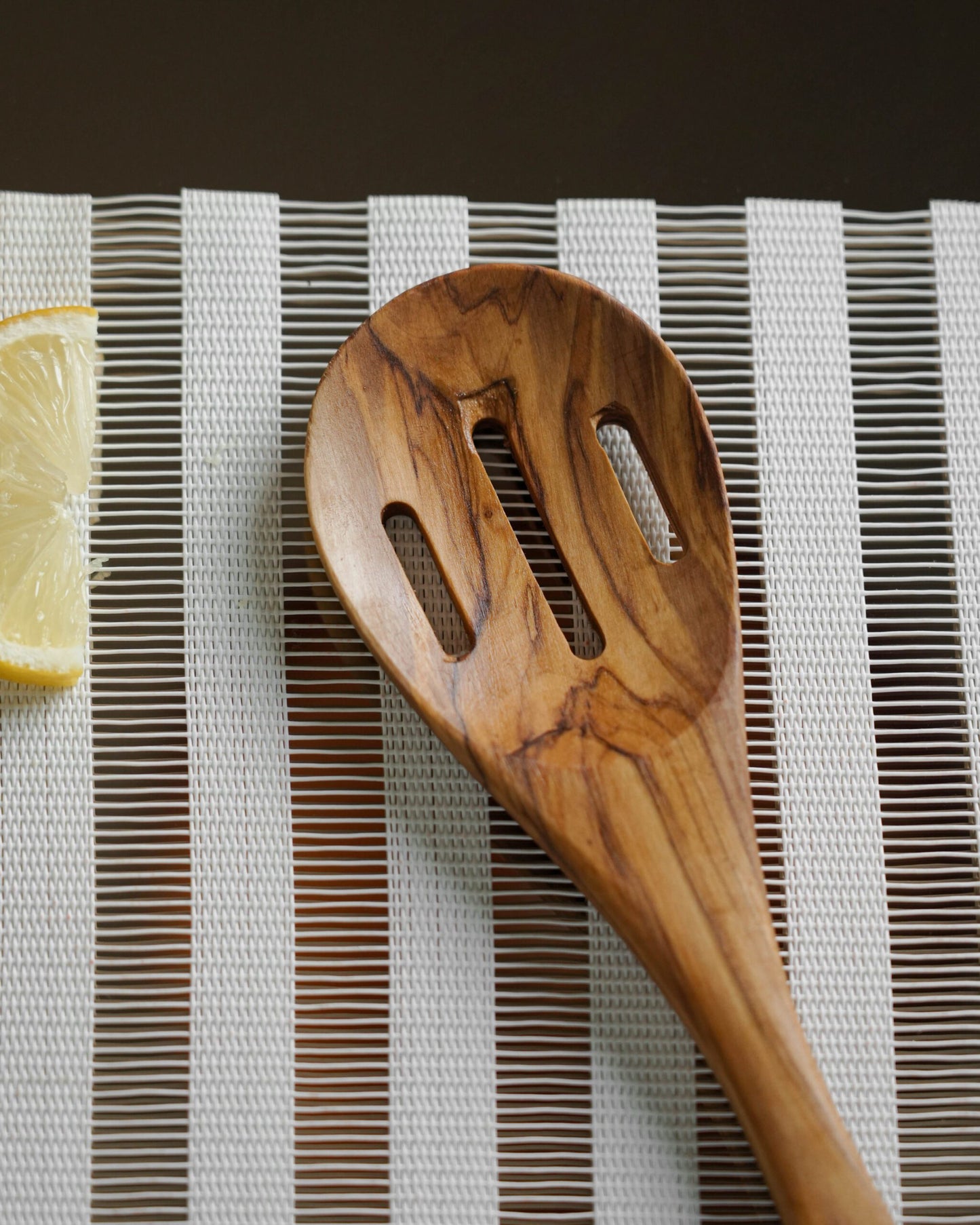 Handmade Olive Wood Slotted Spoon