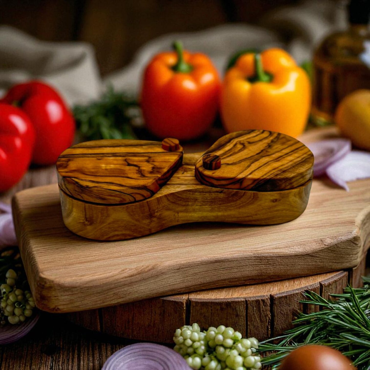 Olive Wood Salt and Pepper Cellar