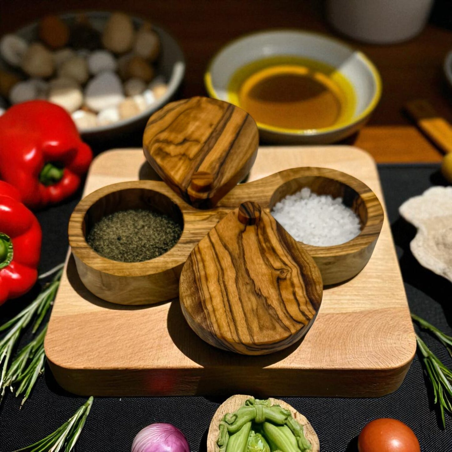 Olive Wood Salt and Pepper Cellar