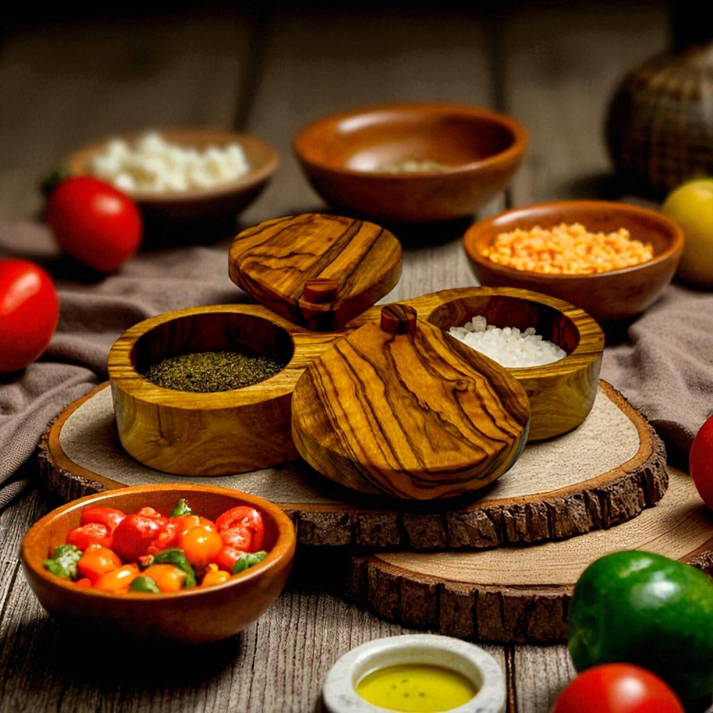 Olive Wood Salt and Pepper Cellar
