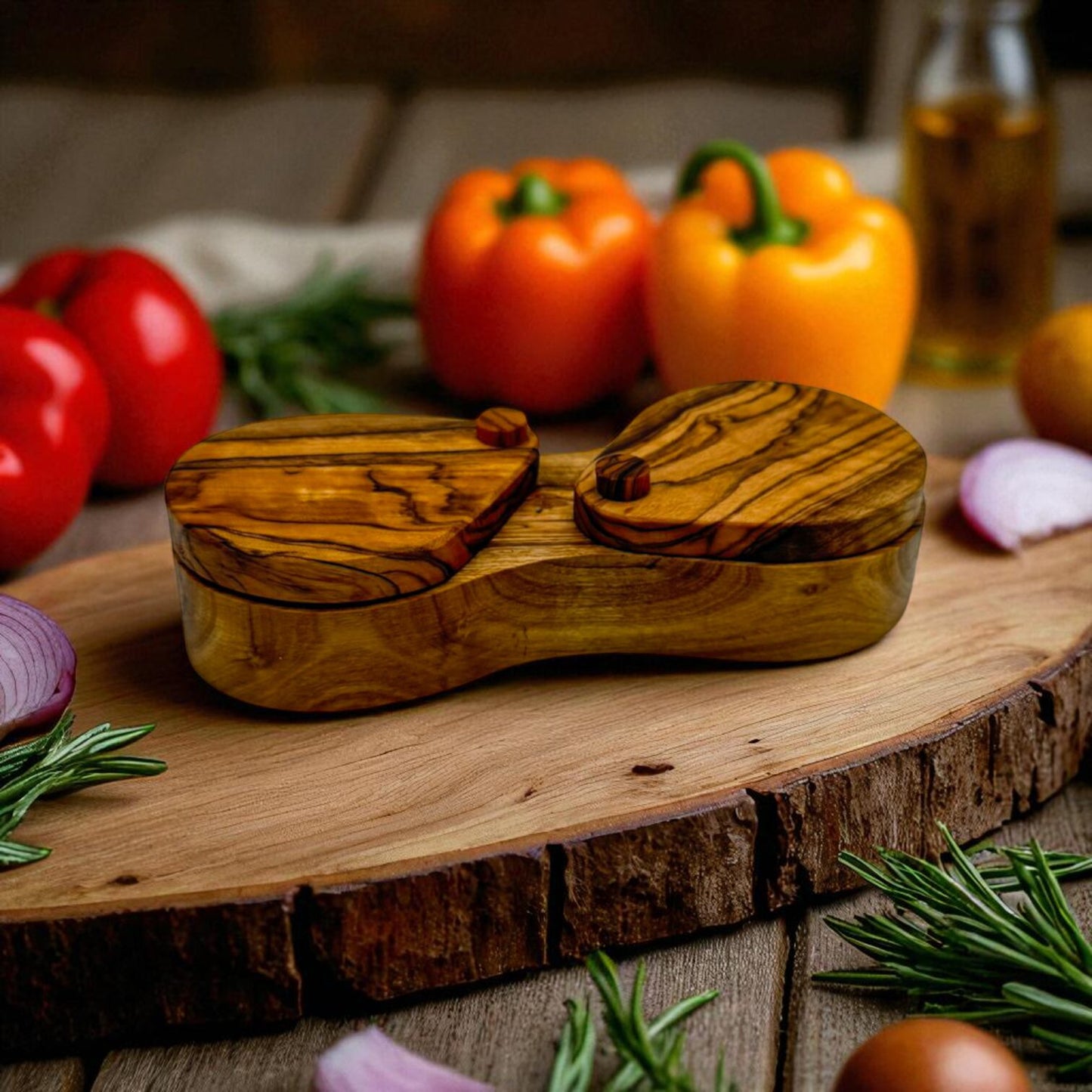 Olive Wood Salt and Pepper Cellar
