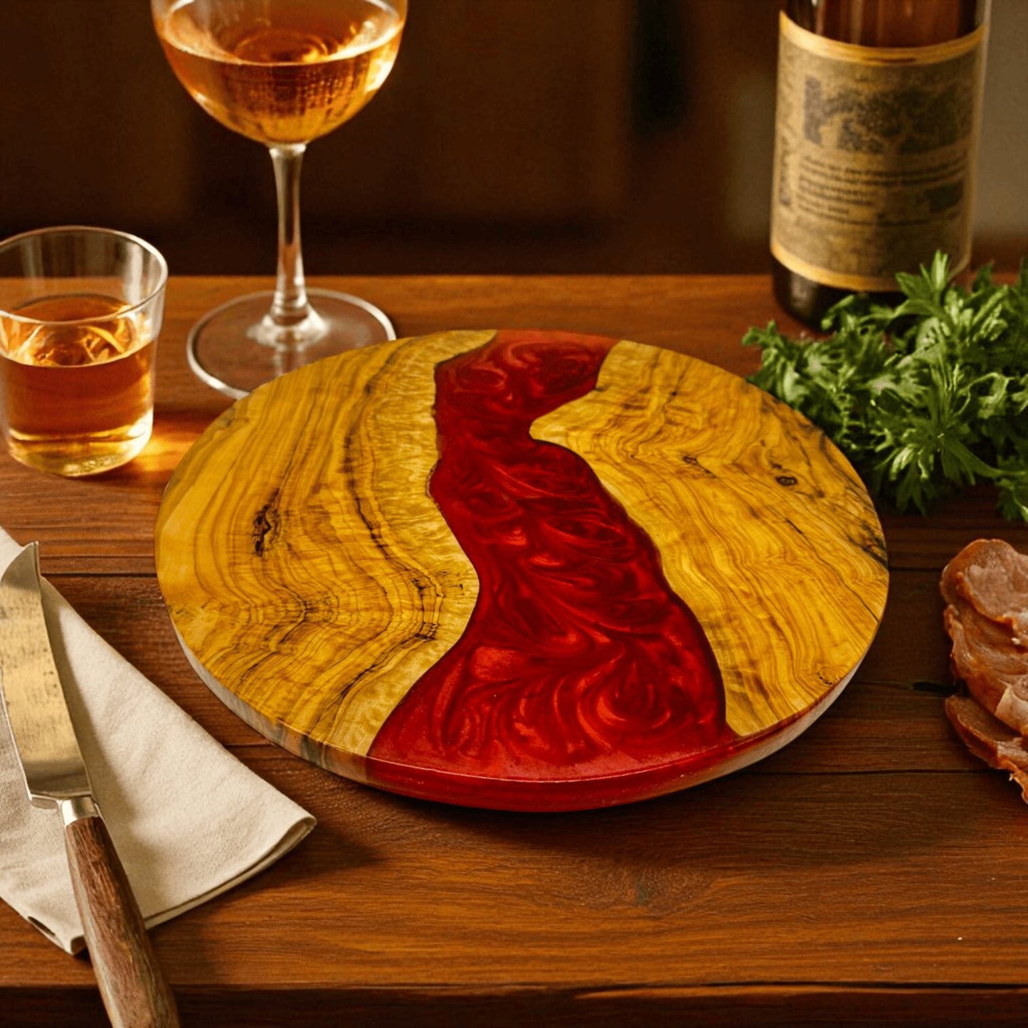 Olive Wood and Resin Lazy Susan