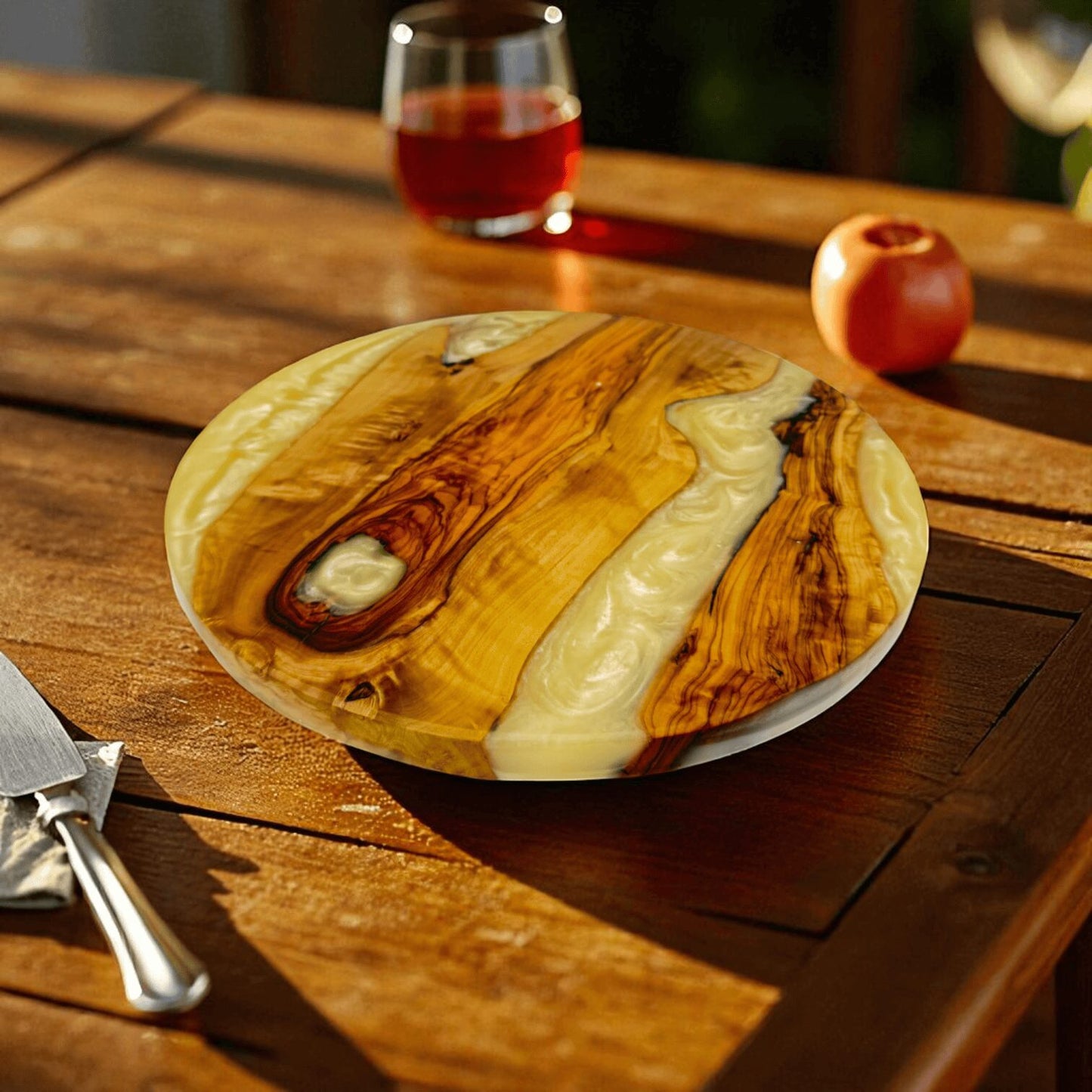 Olive Wood and Resin Lazy Susan