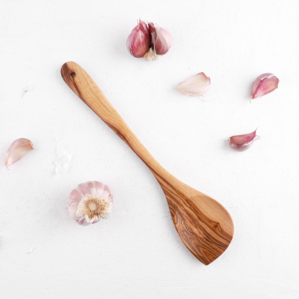 Handmade Olive Wood Corner Spoon for Mixing & Stirring