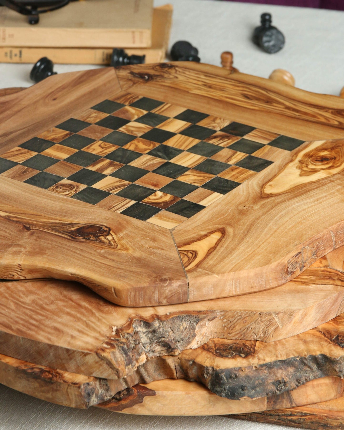 Minimalist CHESS SET WITHOUT FOOTHOLD IRREGULAR RUSTIC | FREE PERSONALIZATION