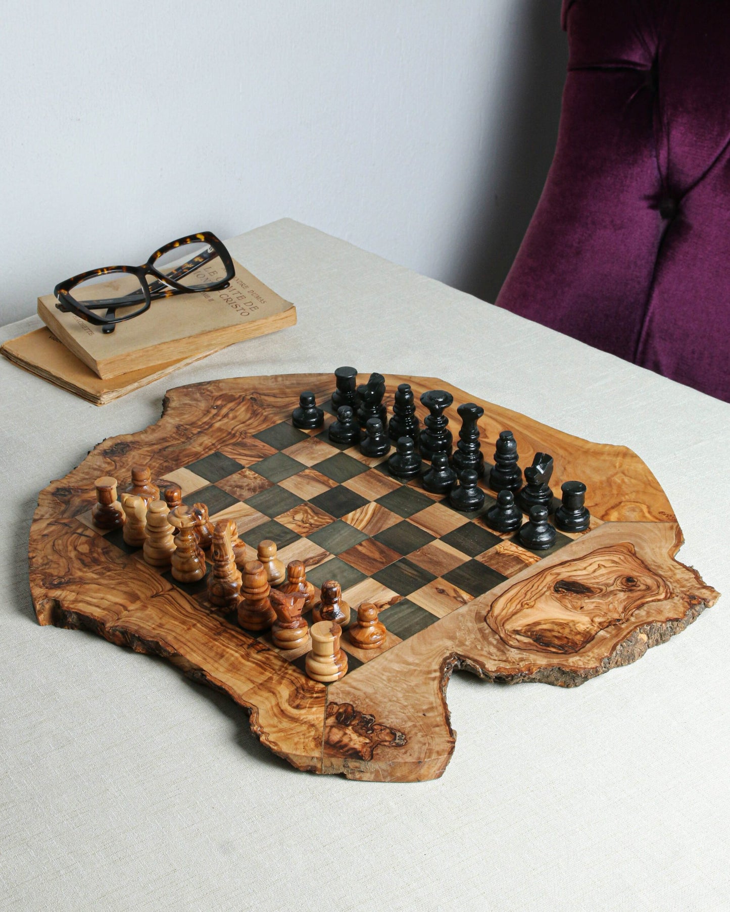 Minimalist CHESS SET WITHOUT FOOTHOLD IRREGULAR RUSTIC | FREE PERSONALIZATION