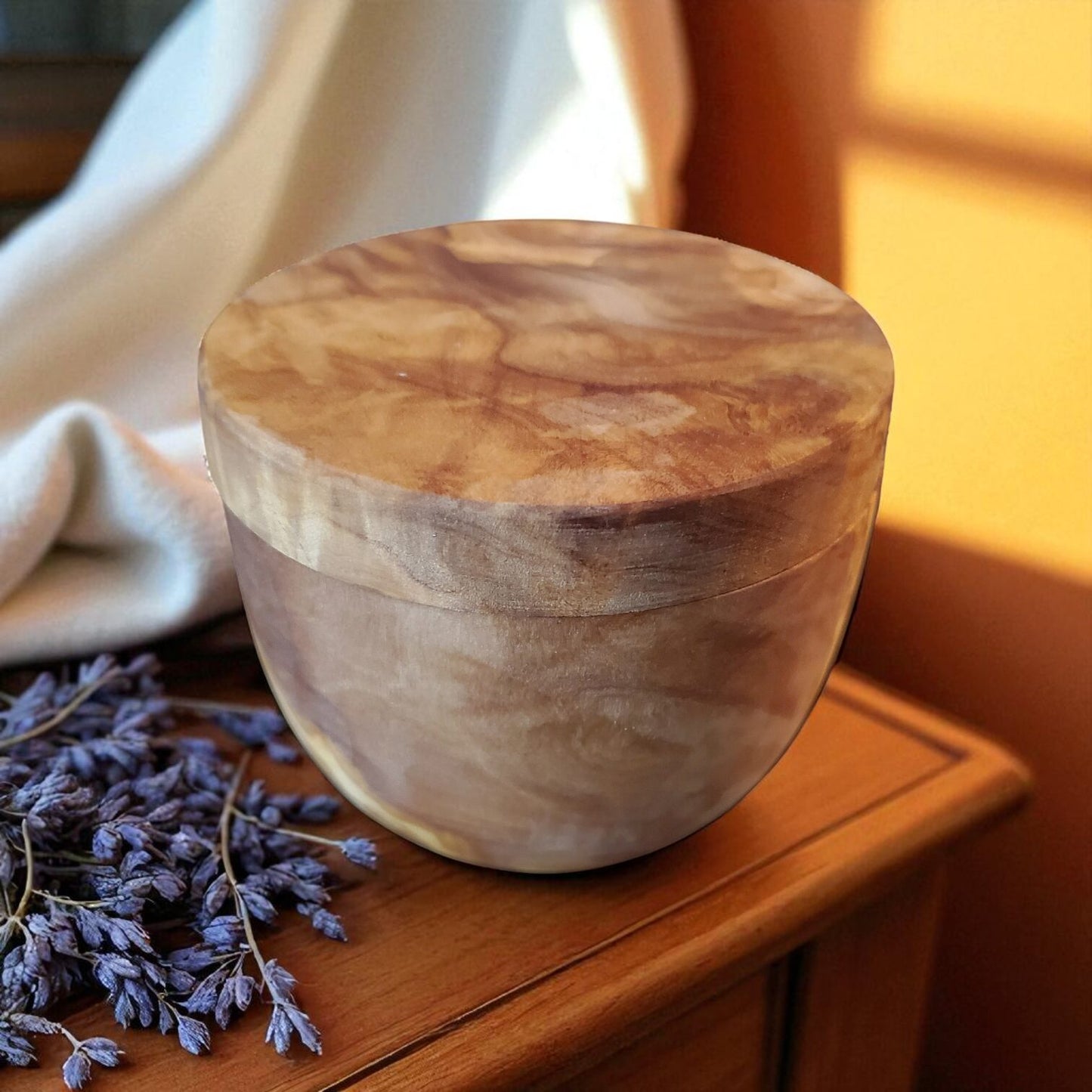 Olive Wood Salt Cellar with Magnetic Lid