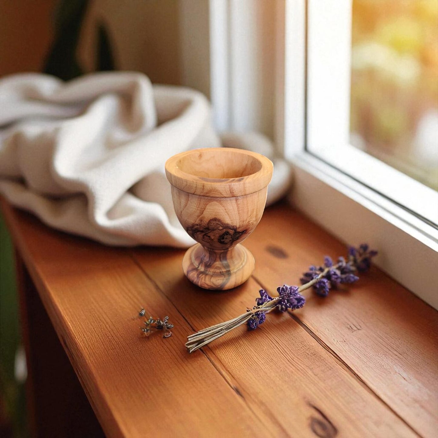 Rustic Olive Wood Egg Cups