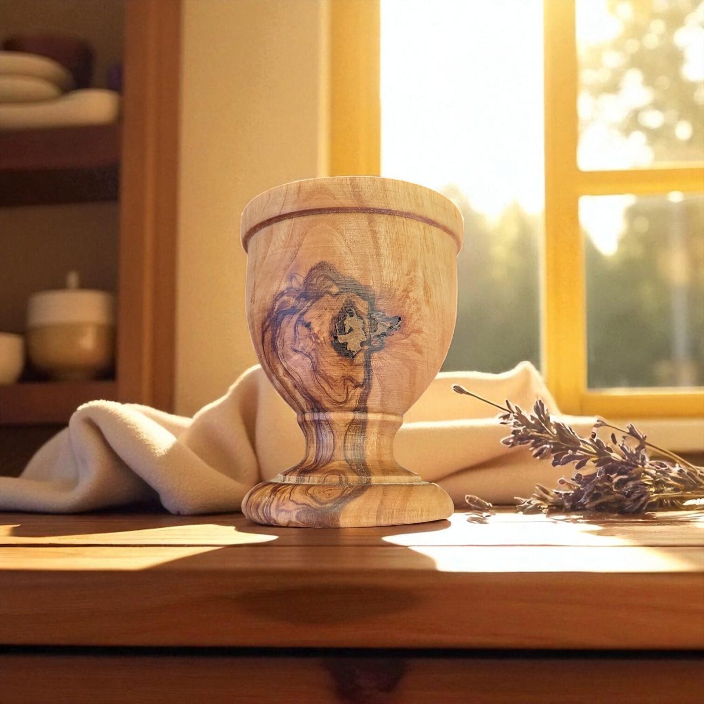 Rustic Olive Wood Egg Cups