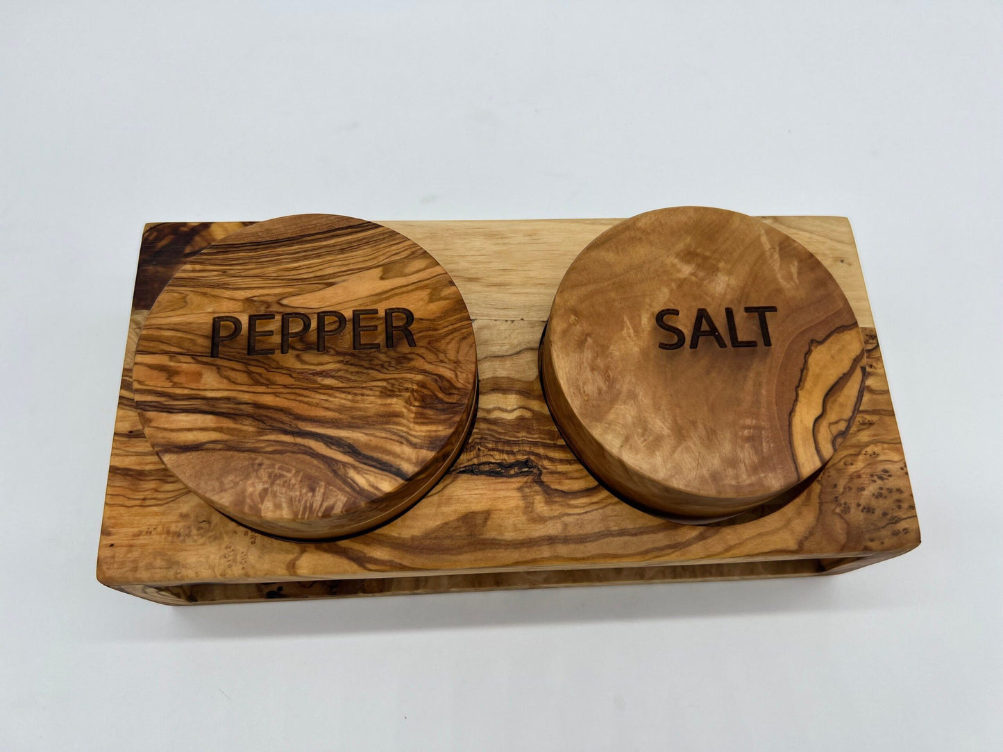 Mediterranean Olive Wood Salt an pepper jars Handmade