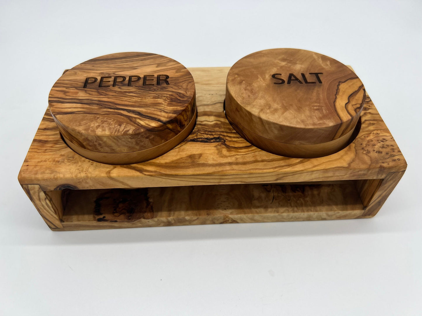 Mediterranean Olive Wood Salt an pepper jars Handmade