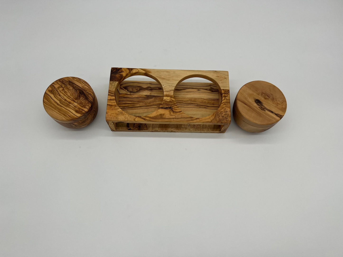 Mediterranean Olive Wood Salt an pepper jars Handmade