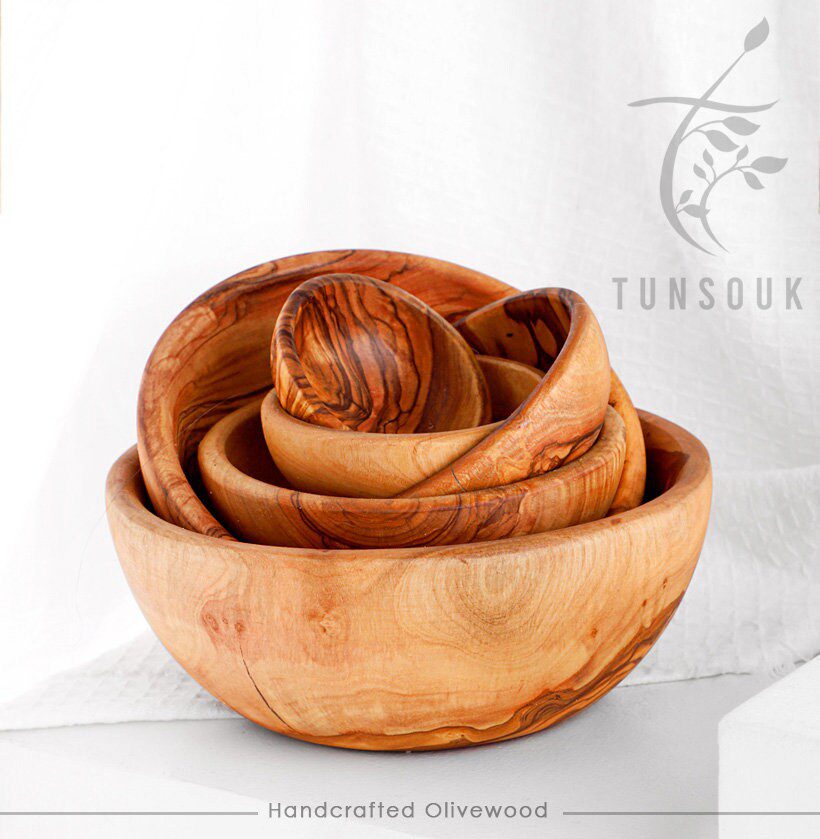 Olive Wood Nesting Bowls – Set of 6