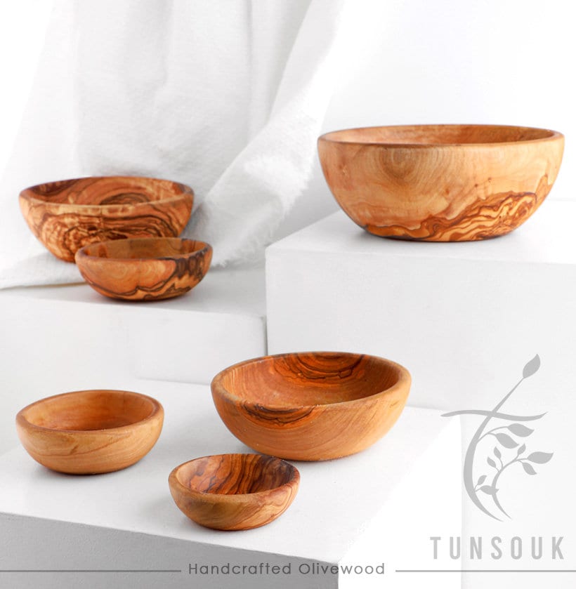 Olive Wood Nesting Bowls – Set of 6