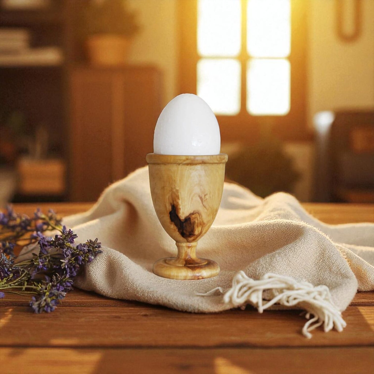 Rustic Olive Wood Egg Cups