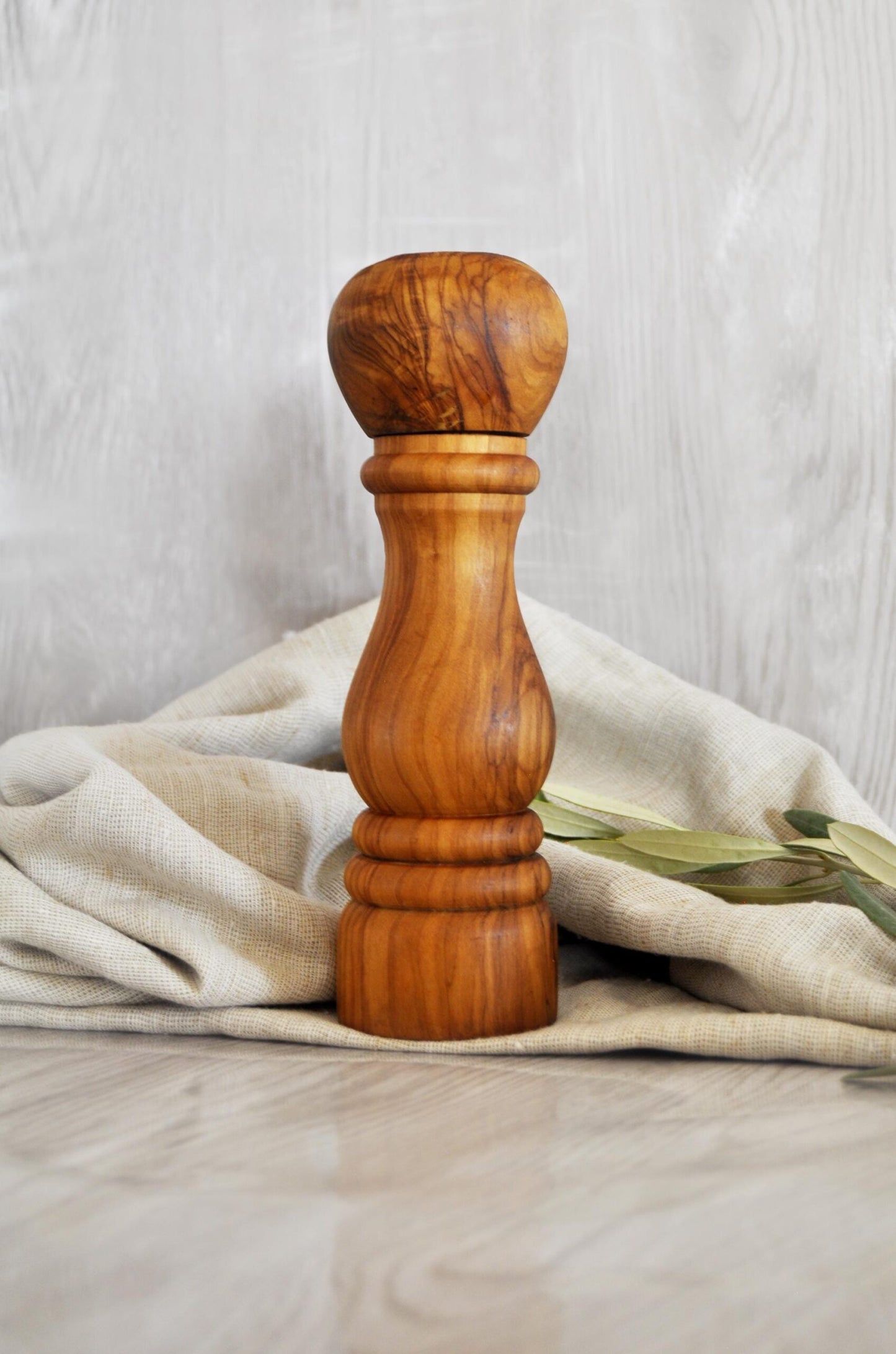 Olive Wood Salt & Pepper Mill | Personalized Handmade Grinder for Seasoning | FREE BeesWax