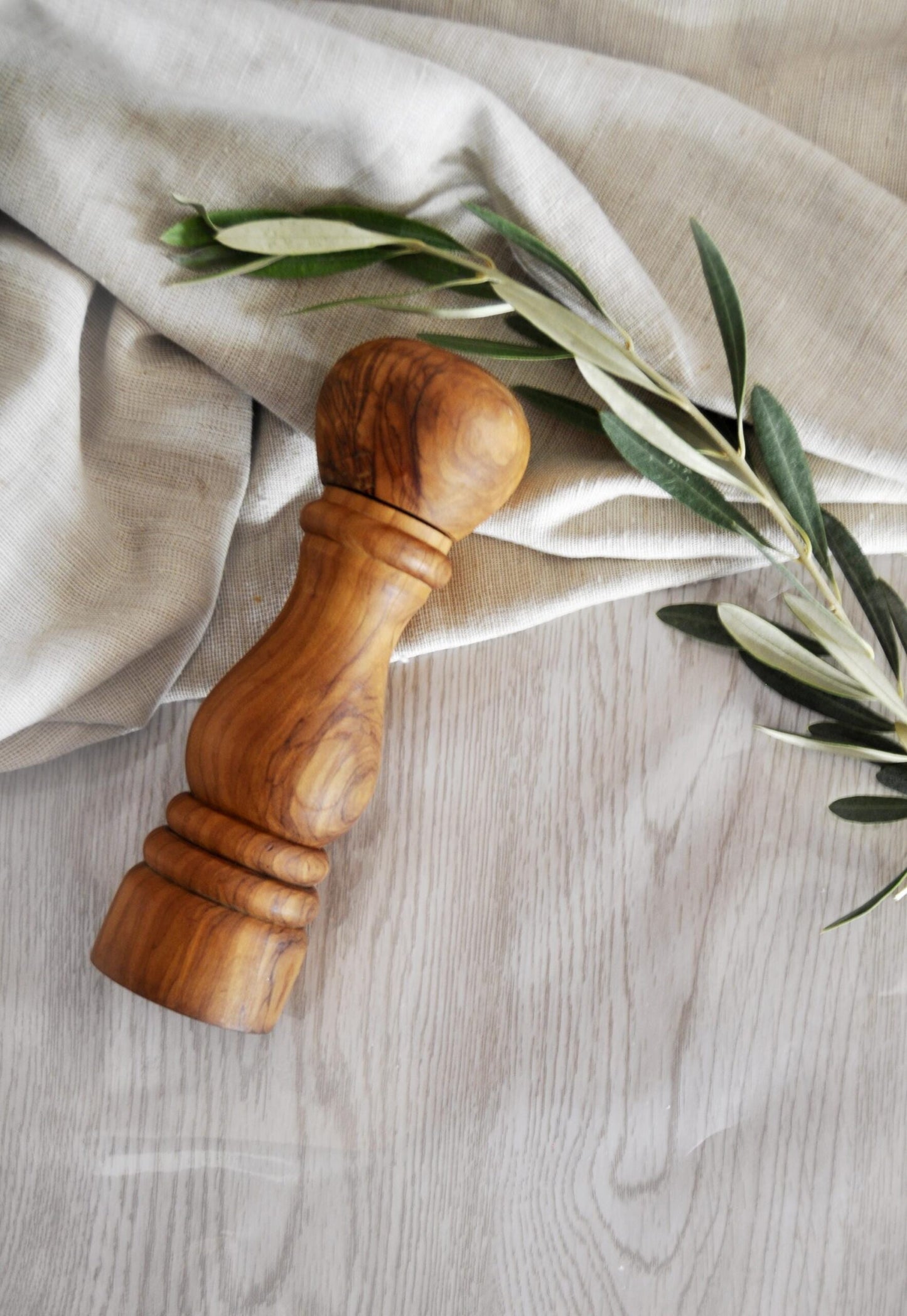Olive Wood Salt & Pepper Mill | Personalized Handmade Grinder for Seasoning | FREE BeesWax