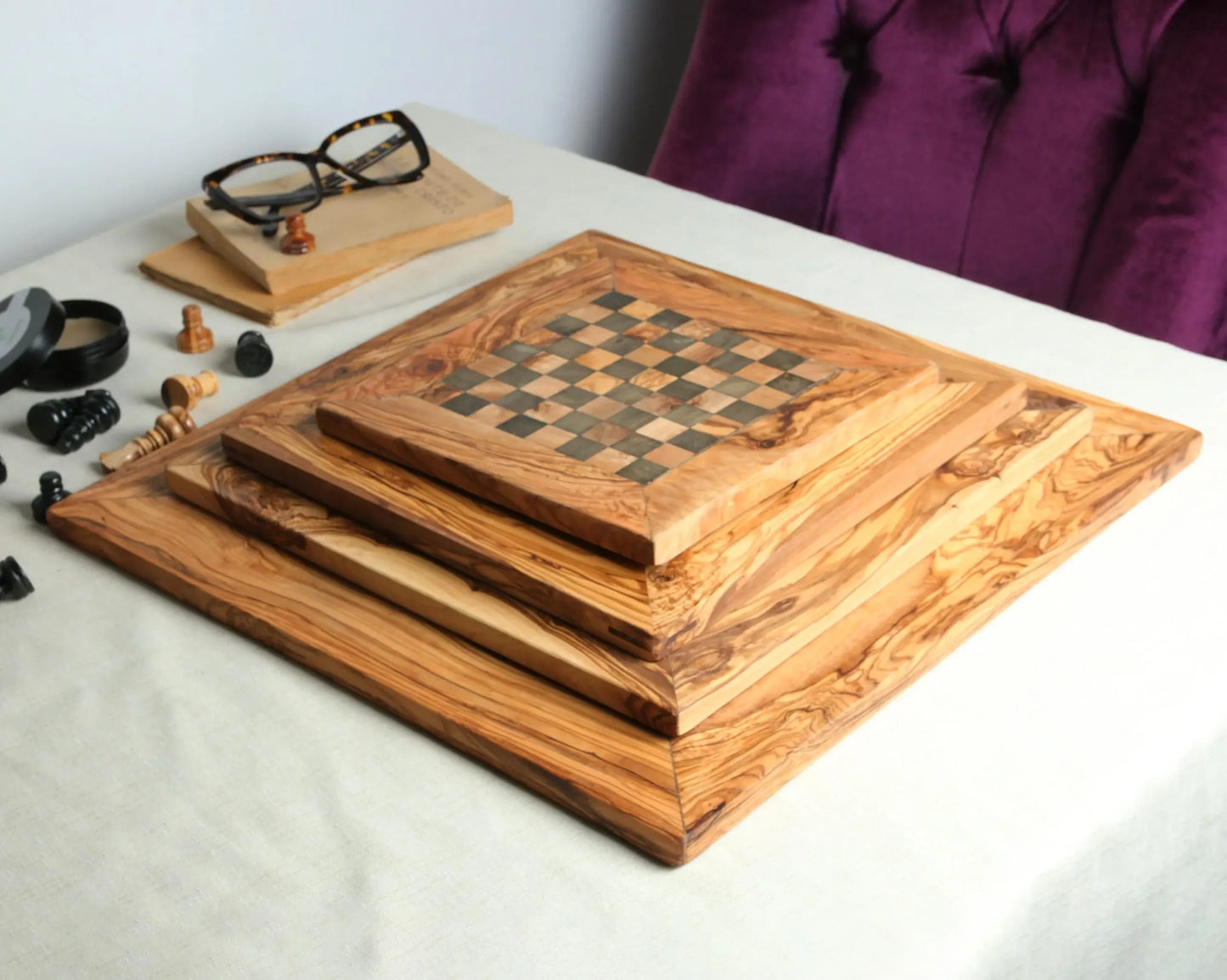 Handmade Personalized Olive Wood Chess Set