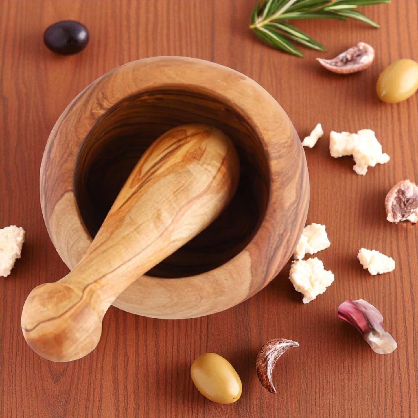 Handmade Round Olive Wood Mortar — Tradition and Quality