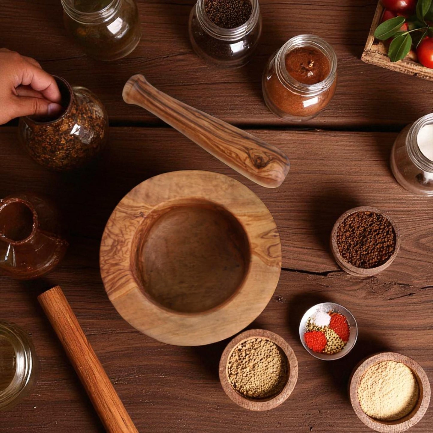 Handcrafted Olive Wood Mortar & Pestle