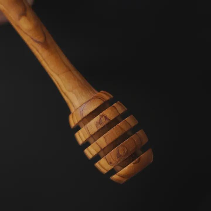 Handcrafted Olive Wood Honey Dipper | 6-Inch Wooden Honey Wand | Rustic Kitchen Utensil | Perfect Tea & Foodie Gift | Natural Honey Drizzler