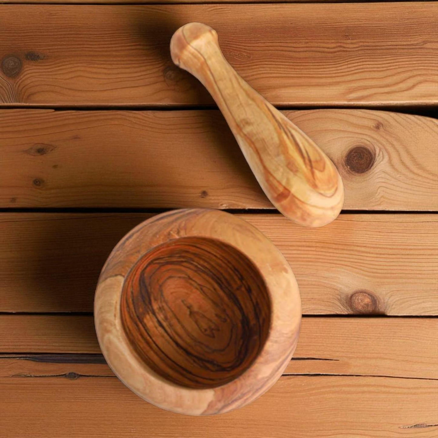 Handmade Round Olive Wood Mortar — Tradition and Quality