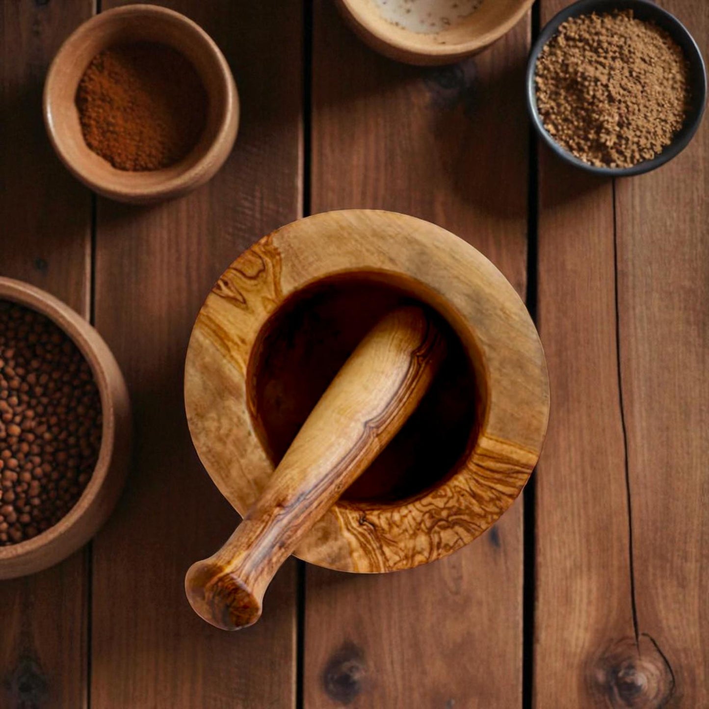 Handcrafted Olive Wood Mortar & Pestle
