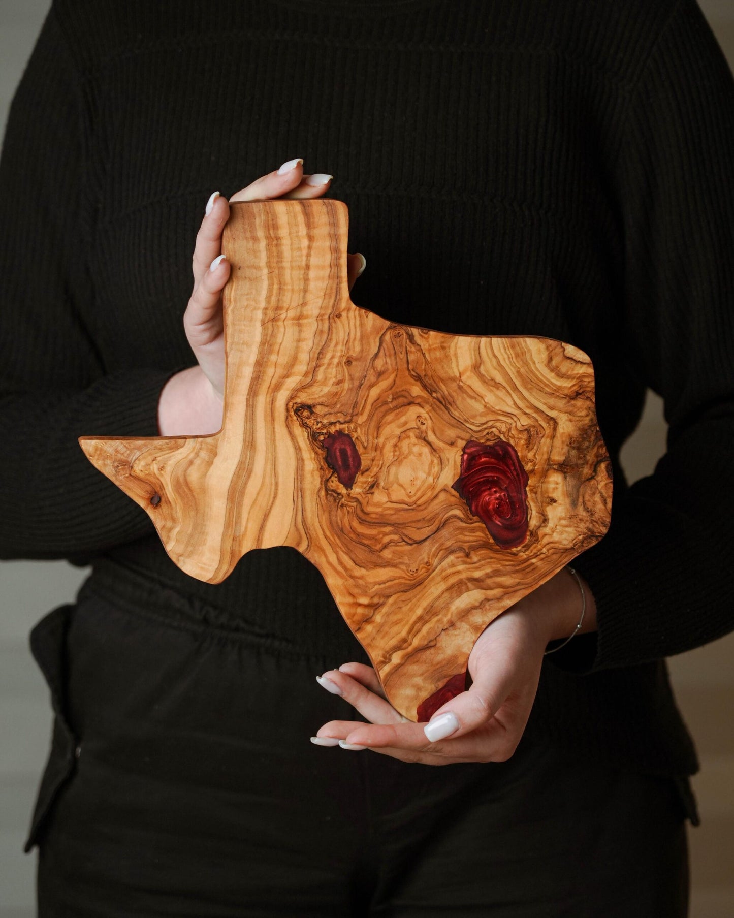 Texas Shaped Olive Wood Cutting Board | Handcrafted Rustic Kitchen Décor | Unique Texas Gift