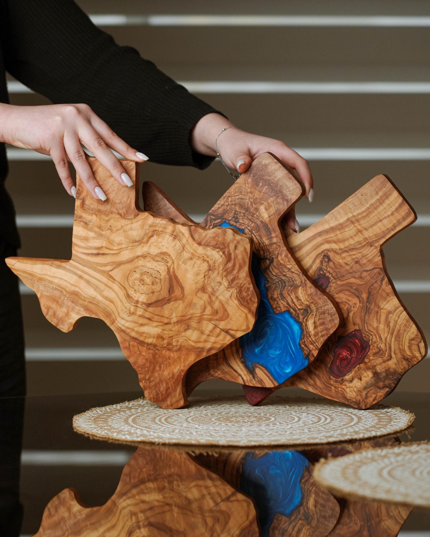 Texas Shaped Olive Wood Cutting Board | Handcrafted Rustic Kitchen Décor | Unique Texas Gift