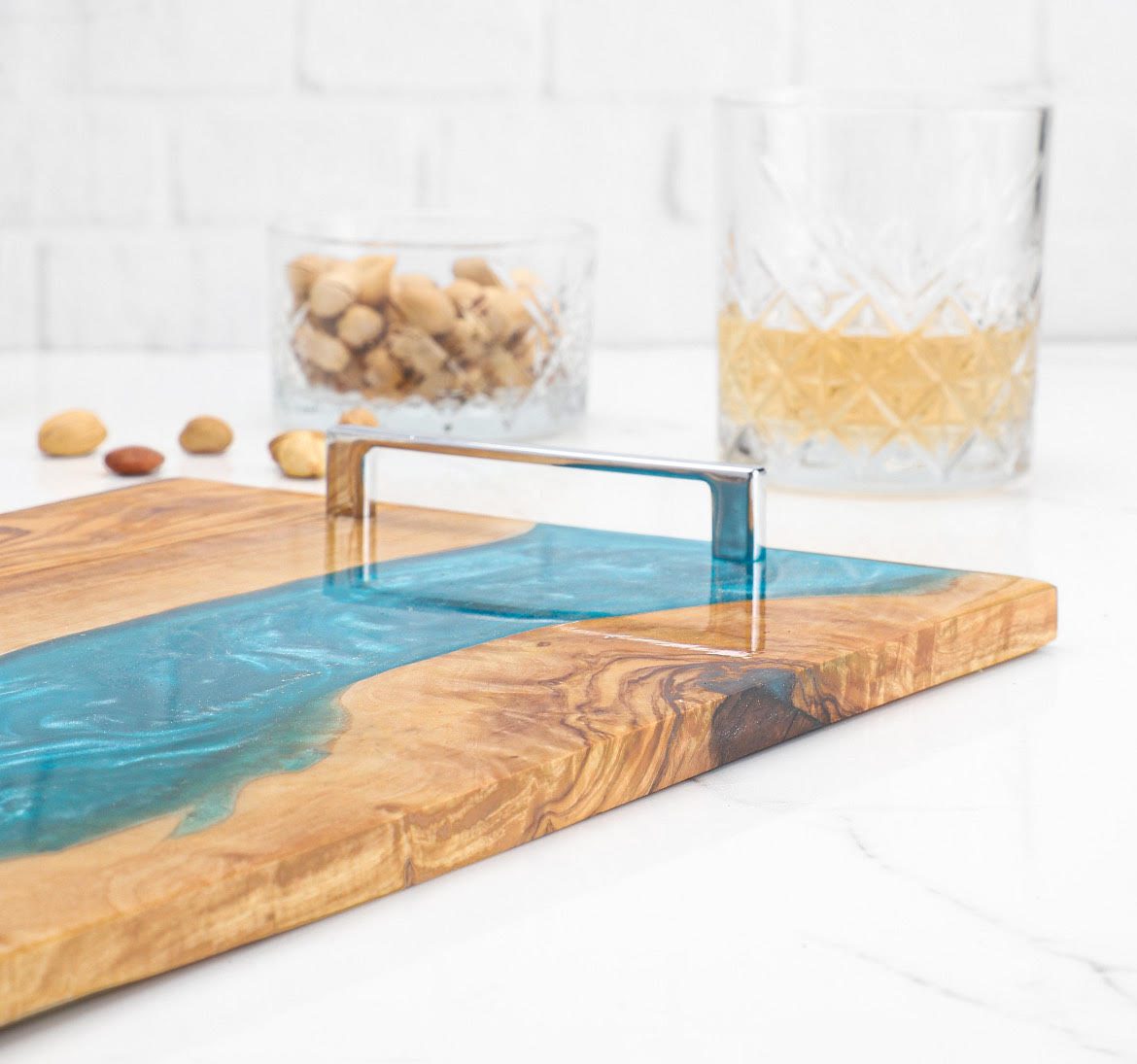 Handmade Olive Wood and Resin Tray