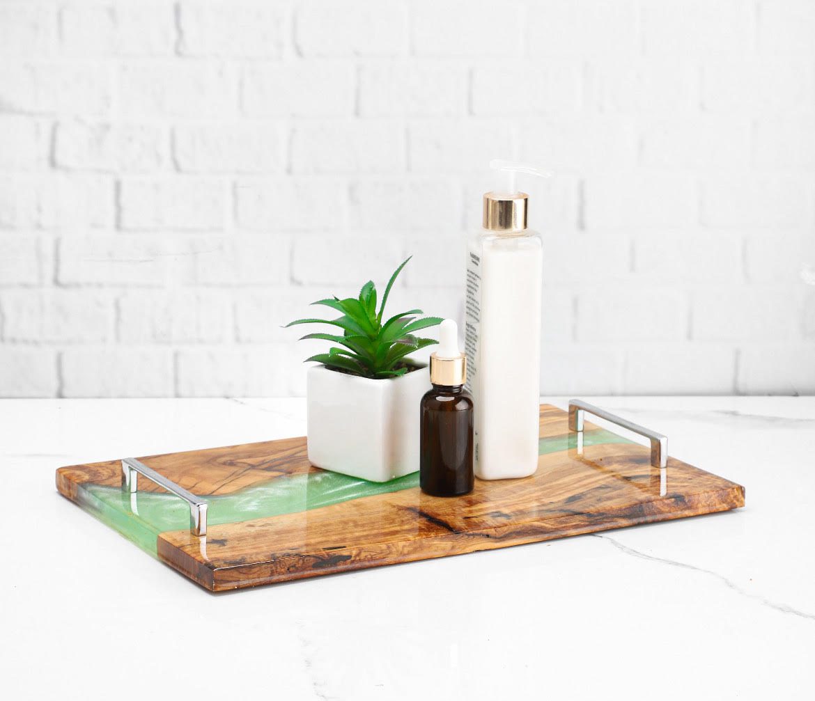 Handmade Olive Wood and Resin Tray
