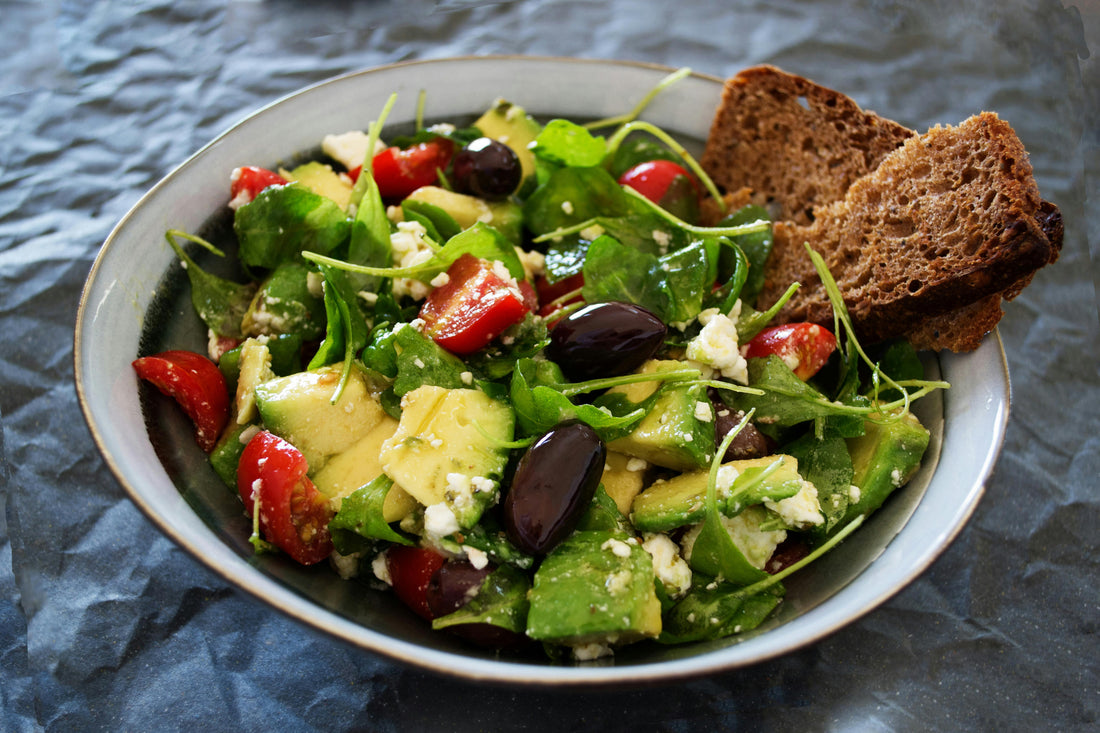 Mediterranean Avocado & Feta Salad with Dallas Olive Oil