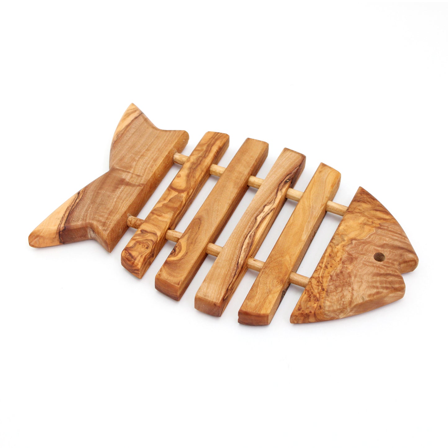 Olive Wood Fish-Shaped Trivet Handmade