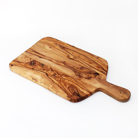 Handmade Olive Wood Rectangle Cutting & Serving Board With Handle – 45cm (17.71”)