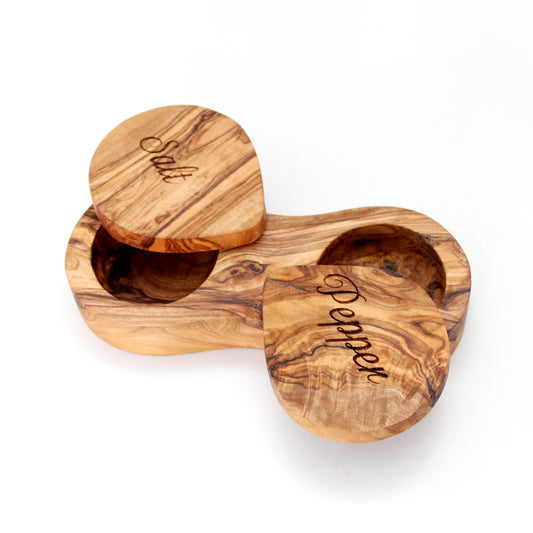 Olive Wood Salt and pepper Keeper  | SALT AND PEPPER BOX