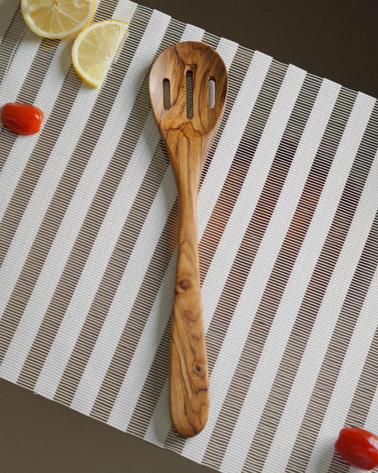 Handmade Olive Wood Slotted Spoon