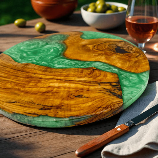 Olive Wood and Resin Lazy Susan