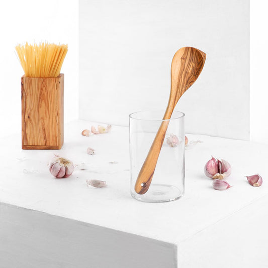 Handmade Olive Wood Corner Spoon for Mixing & Stirring