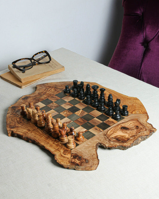 Minimalist CHESS SET WITHOUT FOOTHOLD IRREGULAR RUSTIC | FREE PERSONALIZATION