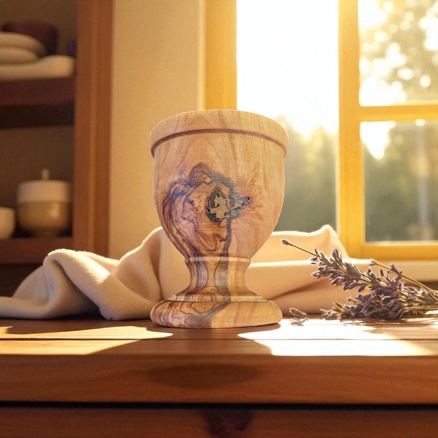 Rustic Olive Wood Egg Cups