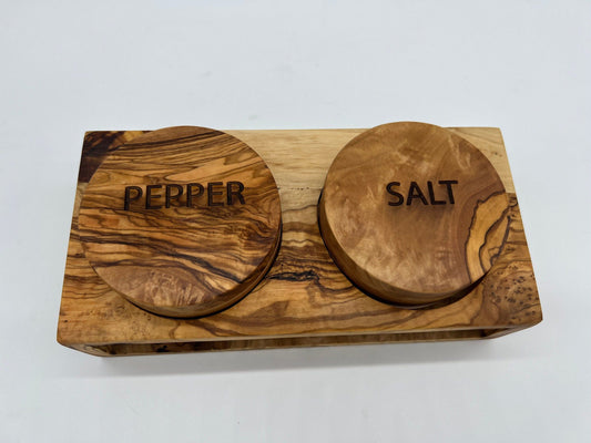 Mediterranean Olive Wood Salt an pepper jars Handmade