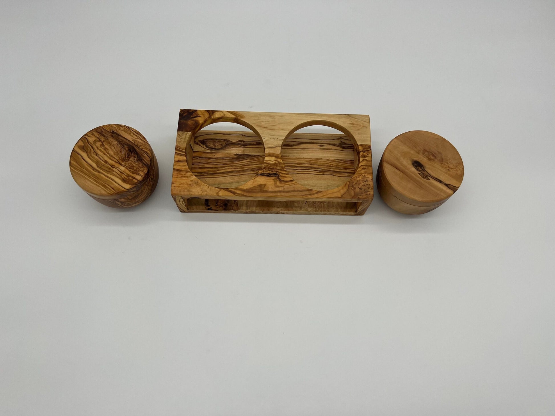 Mediterranean Olive Wood Salt an pepper jars Handmade