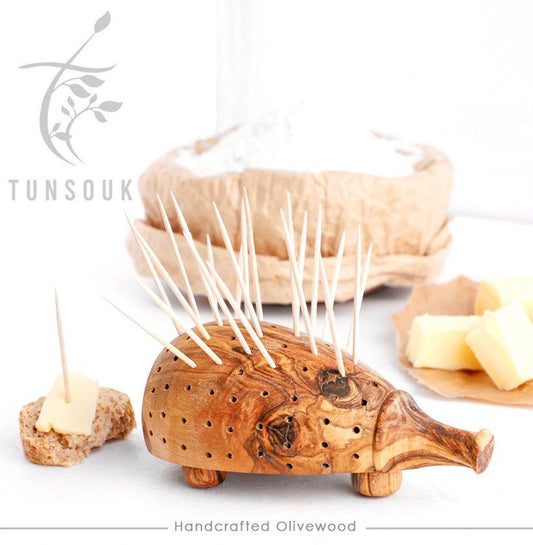 Toothpick Holder | Original Hedgehog Toothpick Holder | Handmade Olive Wood Design | Original gift Cute and useful + FREE Beeswax