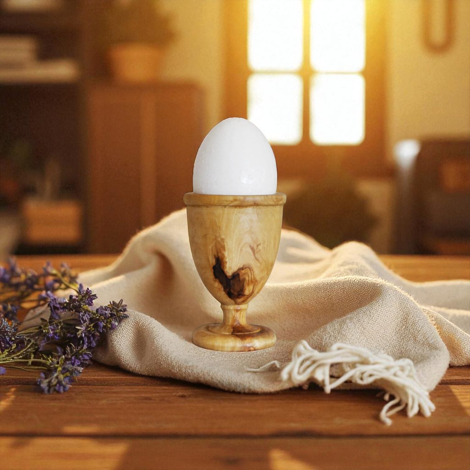 Rustic Olive Wood Egg Cups